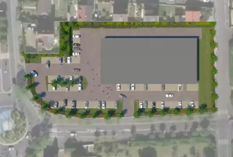 Savart Paysage - paysagiste urbaniste – étude de définition – Soissons – Aldi – commercial - parking
