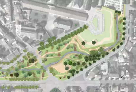 Savart Paysage - paysagiste urbaniste – Châlons-en-Champagne – Marne - Grand-Est - parc public – développement durable – biodiversité – entrée historique – fossé