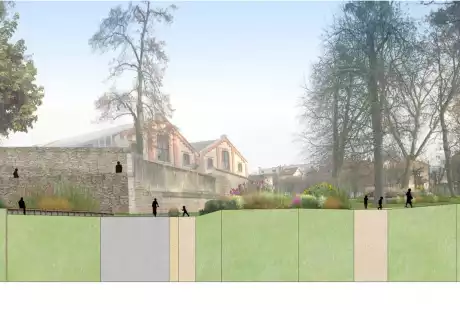 Savart Paysage - paysagiste urbaniste – Châlons-en-Champagne – Marne - Grand-Est - parc public – développement durable – biodiversité – entrée historique – fossé